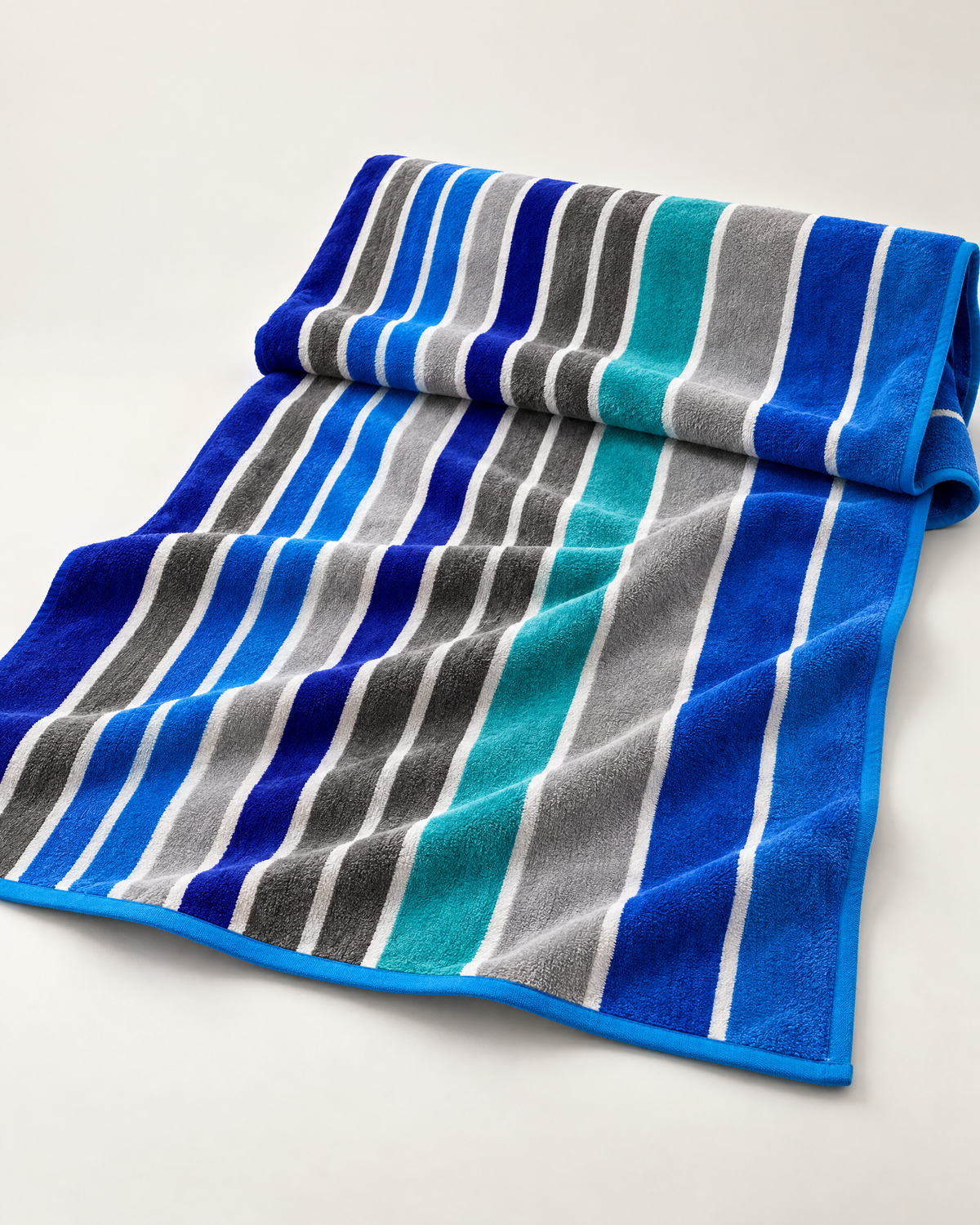 Jumbo Beach Towel ,140x 200  cm, 100% cotton ,Highly absorbent ,Vibrant  Blue & Teal Jumbo Striped Beach Towel
