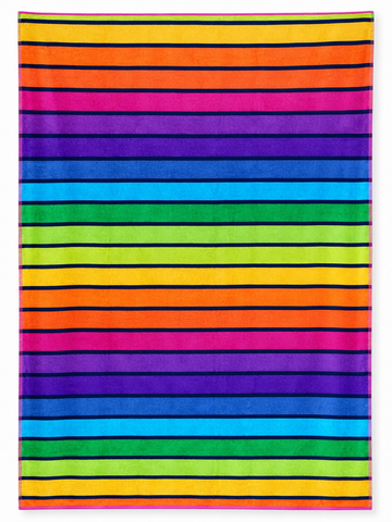Jumbo Beach Towel ,140x 180 cm, 100% cotton ,Highly absorbent ,Vibrant Rainbow Striped Jumbo Striped Beach Towel