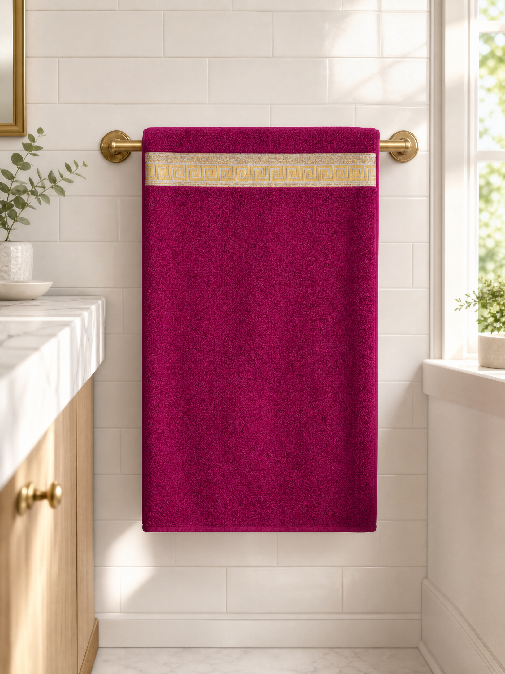 Bathtowel ,90 x 155  100% cotton ,Highly absorbent ,Versace Pattern