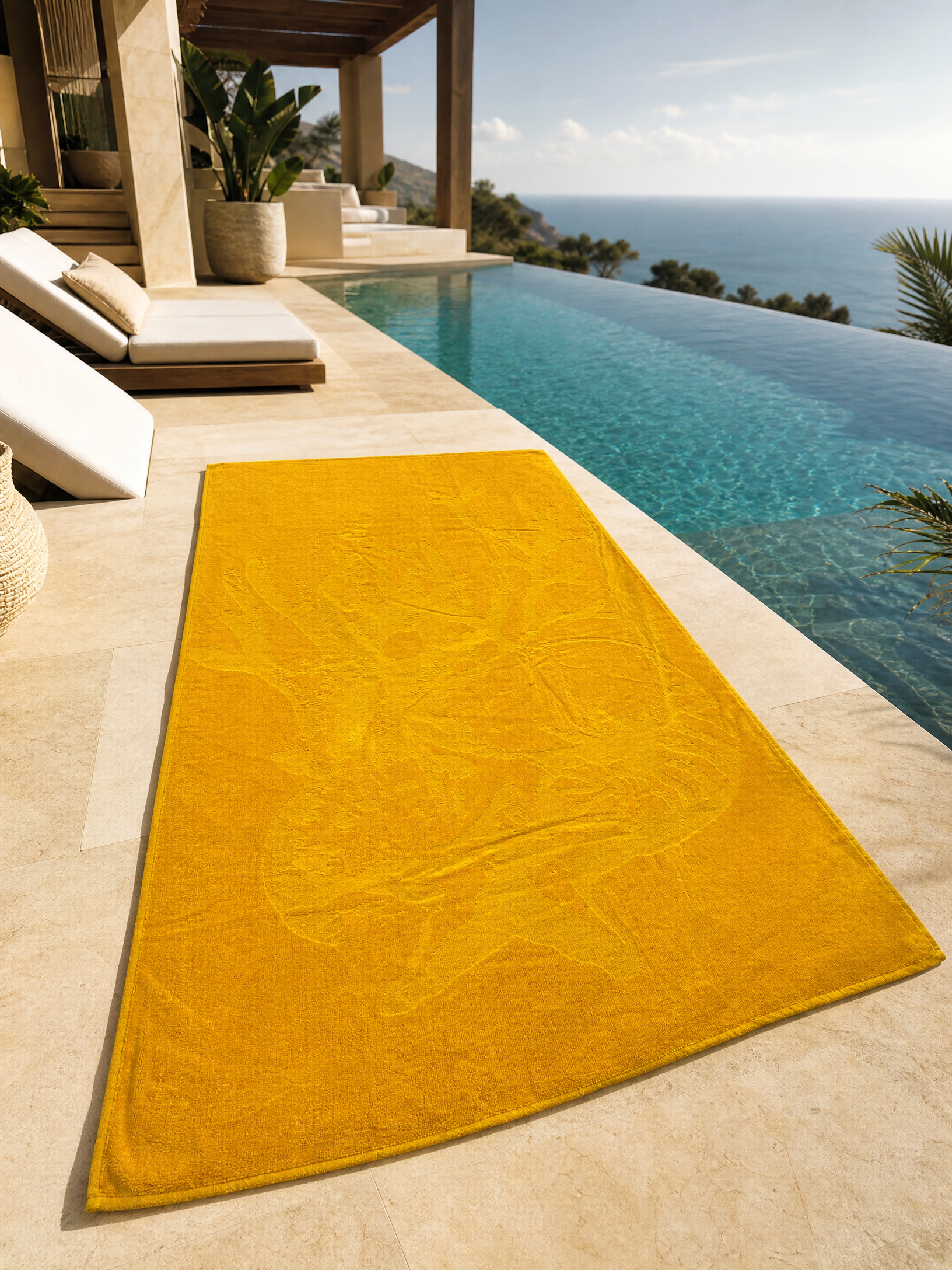 Beach towel , 86 x 160 , 100% cotton ,Highly absorbent , Golden Coral Relief Beach Towel