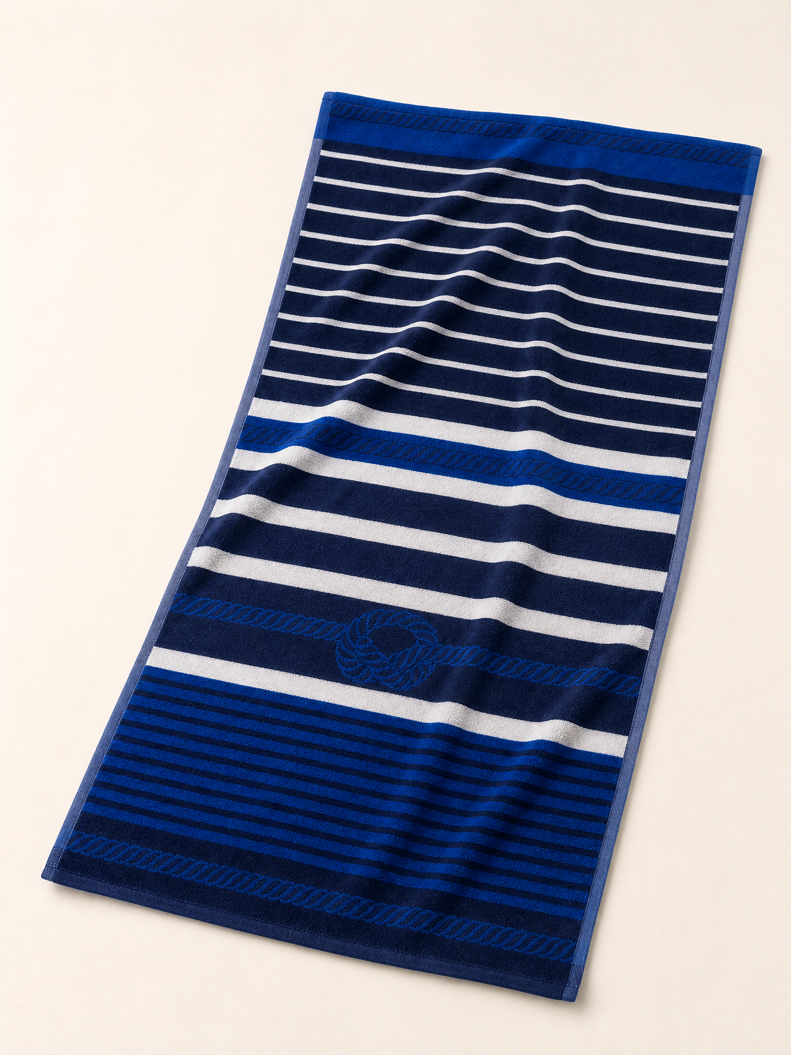 Beach towel , 86 x 170 , 100% cotton ,Highly absorbent ,Nautical Rope-Accented Horizontal Stripe Beach Towel