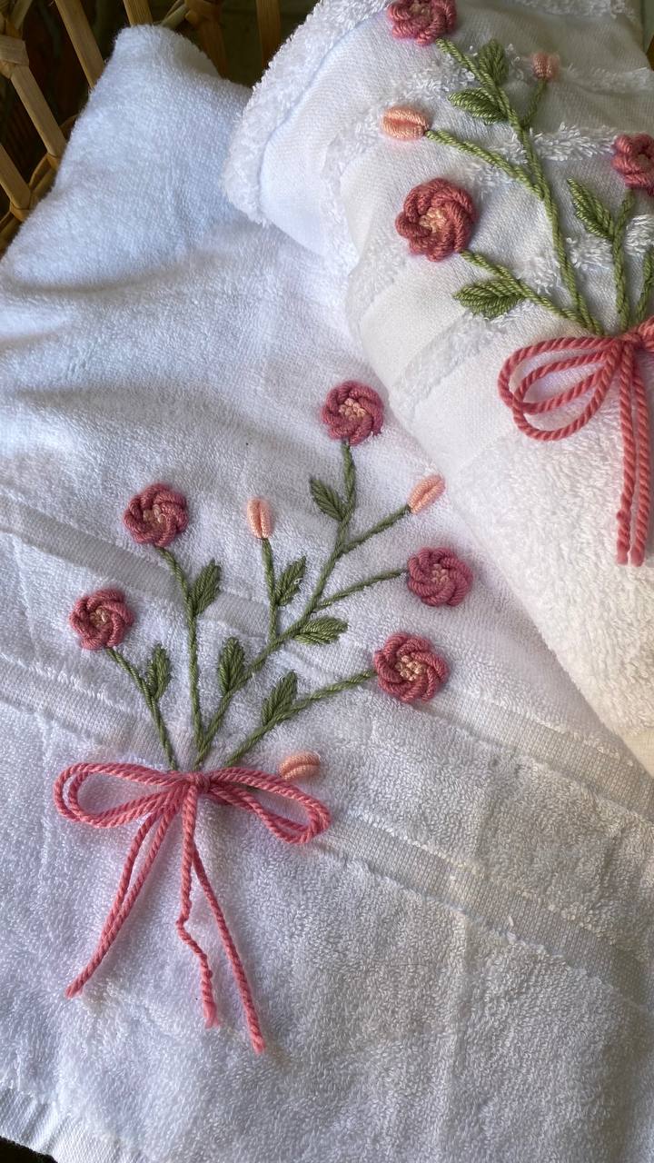 Handmade towel ,100% cotton ,Ribbon design