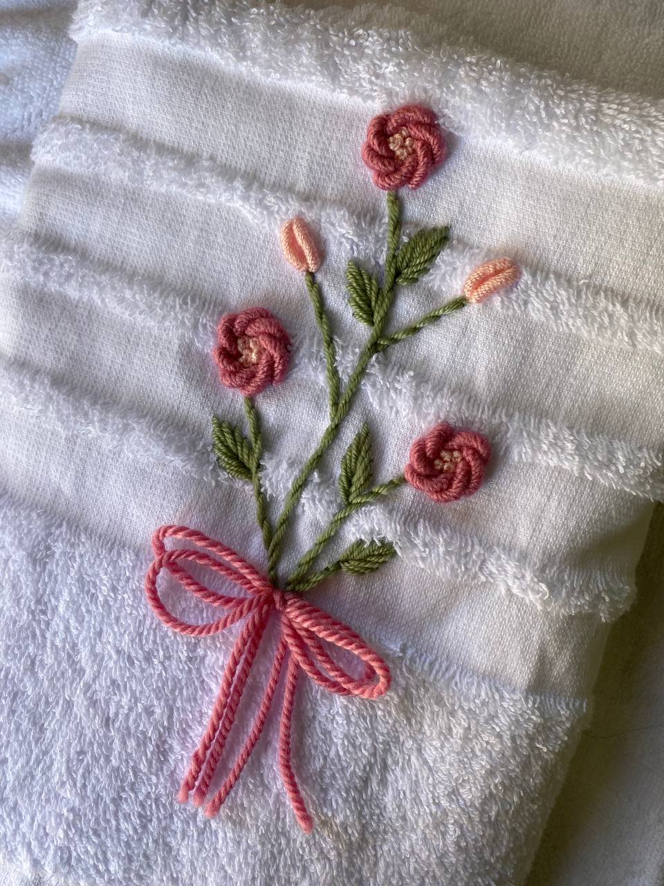 Handmade towel ,100% cotton ,Ribbon design