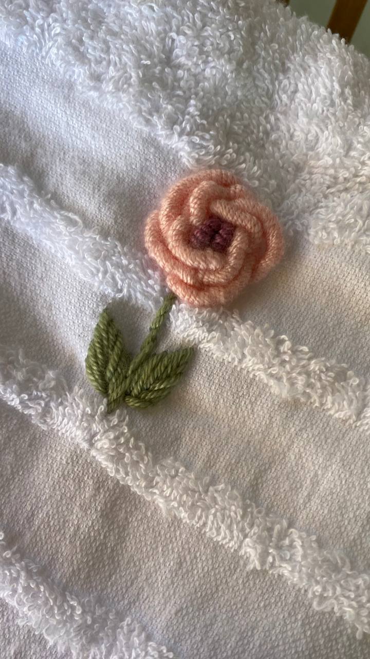 Handmade towel ,100% cotton, Rose flowers design