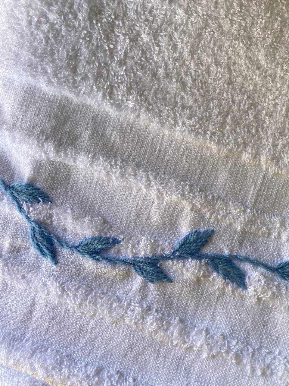 Handmade towel ,100% cotton ,Blue floral design