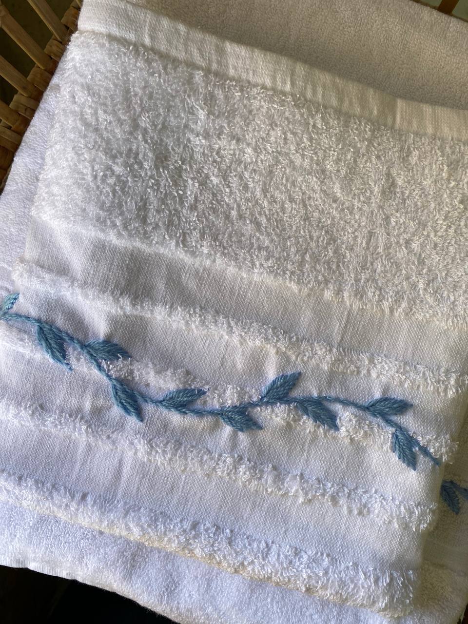 Handmade towel ,100% cotton ,Blue floral design