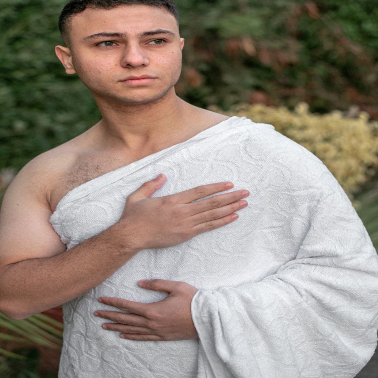 Ihram Set for Hajj & Umrah ,premium 100% Cotton,– Scotch,  Adjustable Belt, Snap Buttons & Inner Pocket, curved shaped