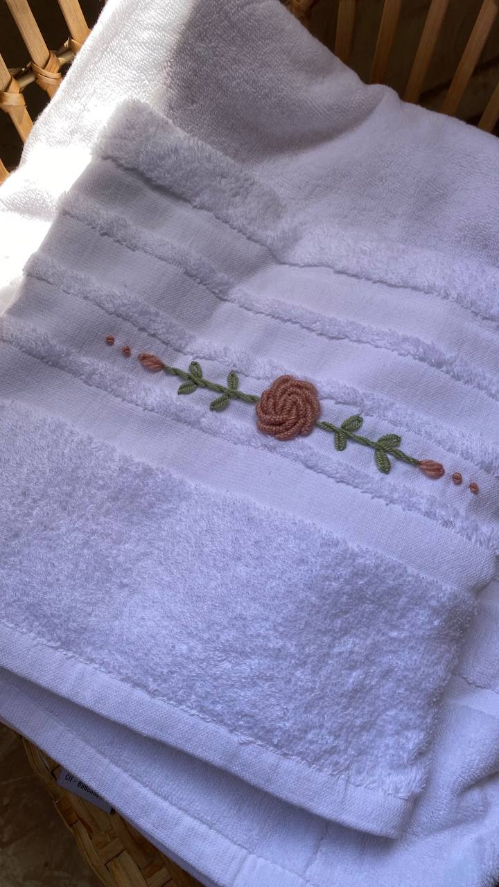 Handmade towel ,100% cotton ,One flower design