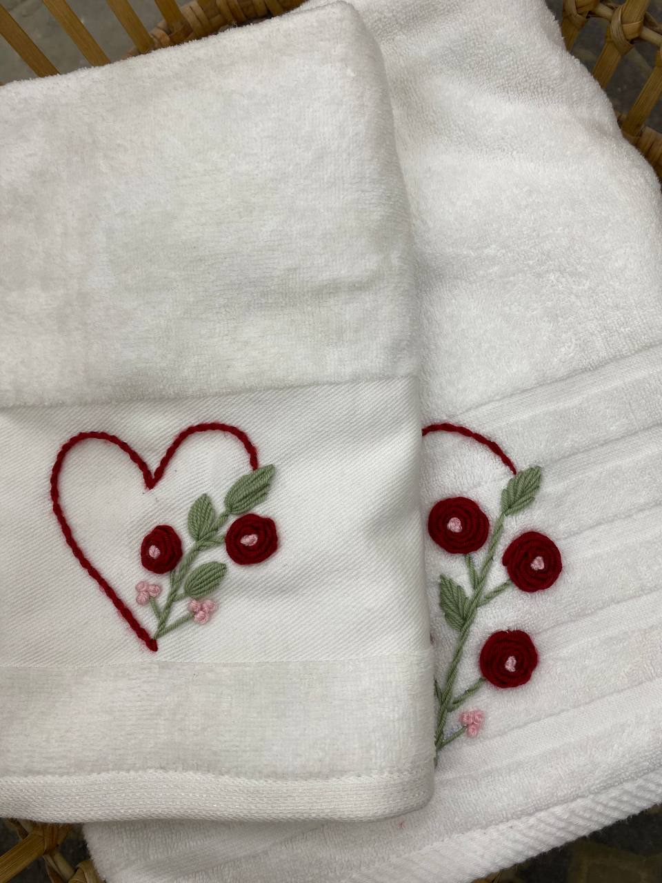 Handmade towel 100% cotton ,Heart Blossom design
