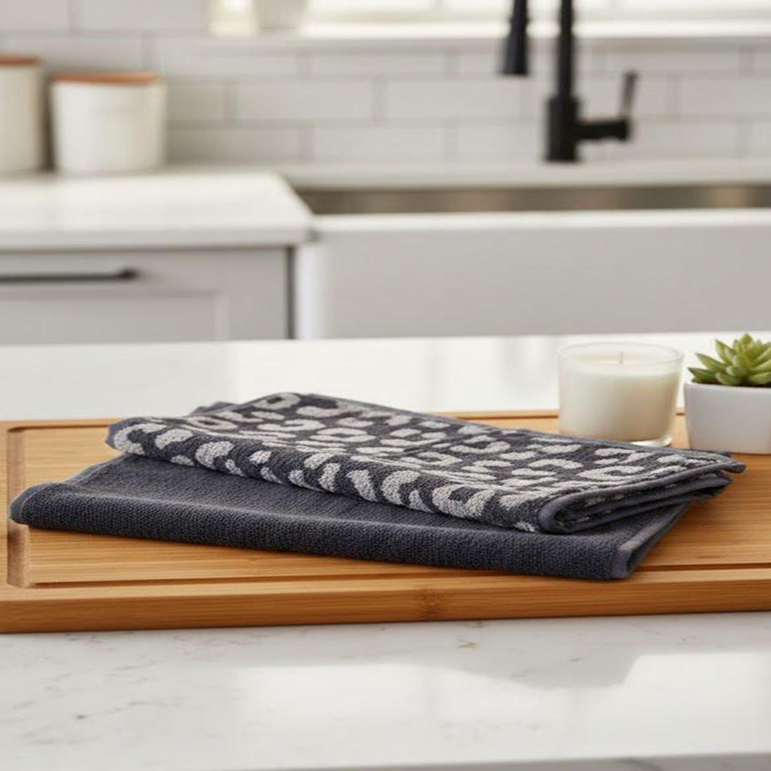 Kitchen Towel,terry ,50×50 cm ,100% Cotton , plain , leopard print