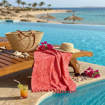 Beach Towel, 100% Cotton, 86*170 cm, Tropical Leaves Pattern