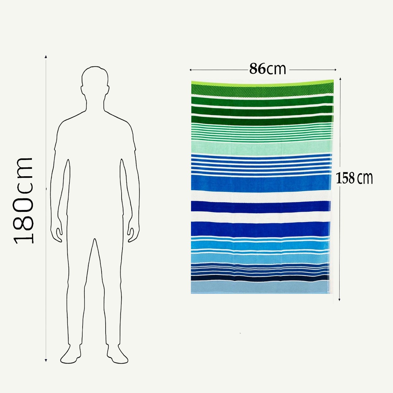 Beach Towel, 100% Cotton ,size 86*158 cm ,Colorful Summer Stripe Design
