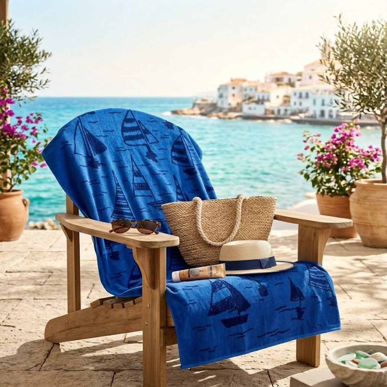 Summer-Ready Beach Towel, 100% Cotton, size 86*170 cm