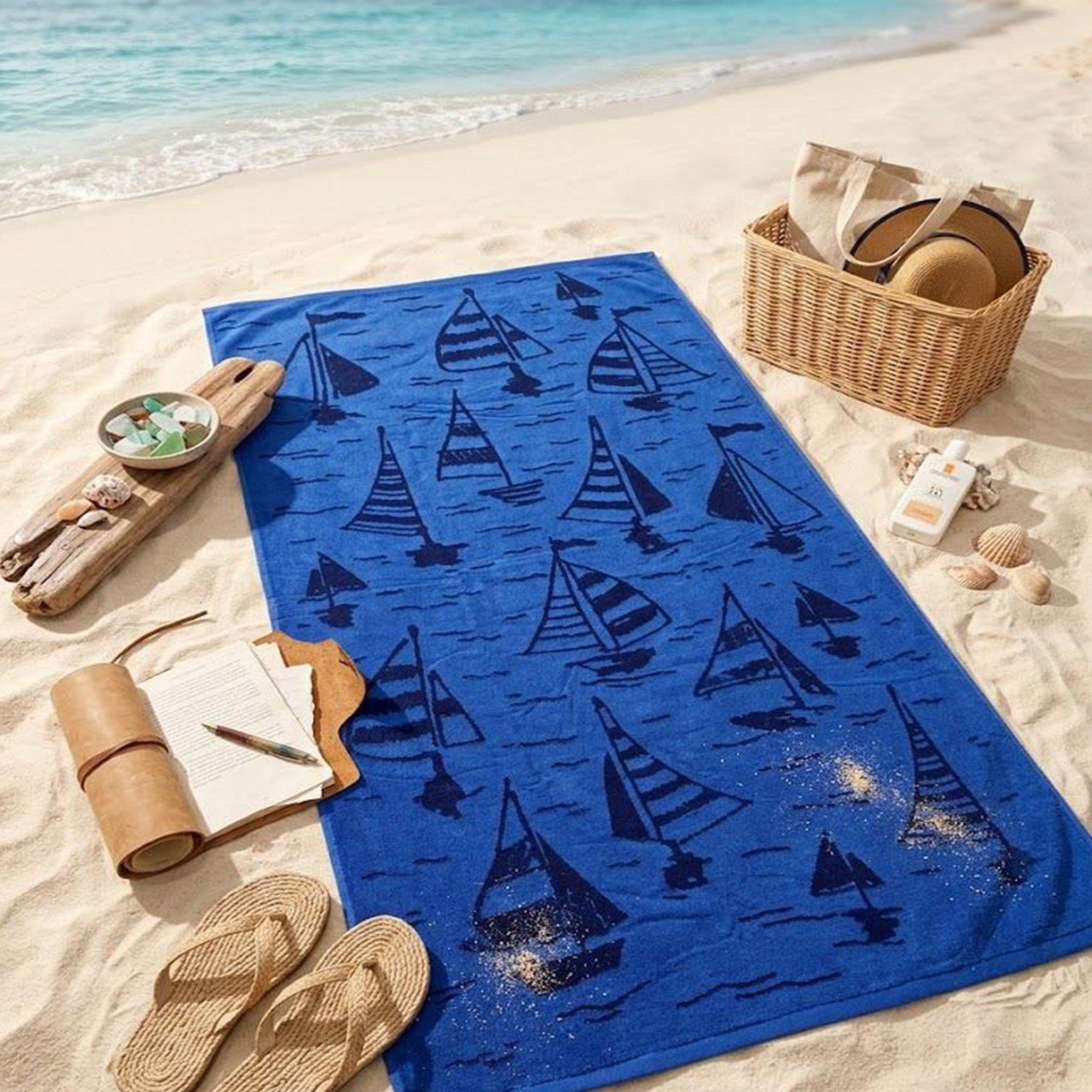 Summer-Ready Beach Towel, 100% Cotton, size 86*170 cm