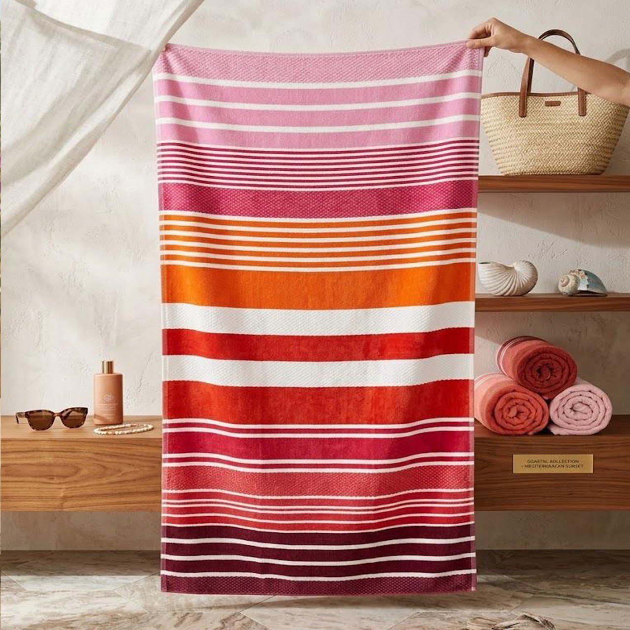 Beach Towel, 100% Cotton ,size 86*158 cm ,Colorful Summer Stripe Design