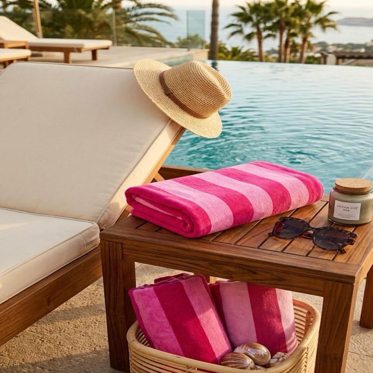 Beach Towel, 100% Cotton ,size 86*160 cm ,Classic Stripe Design