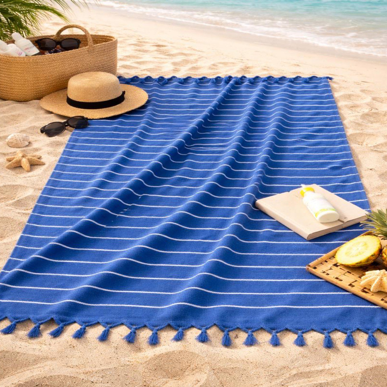 Beach Towel, 100% Cotton ,size 86*170 cm ,Elegant Stripes with Tassels