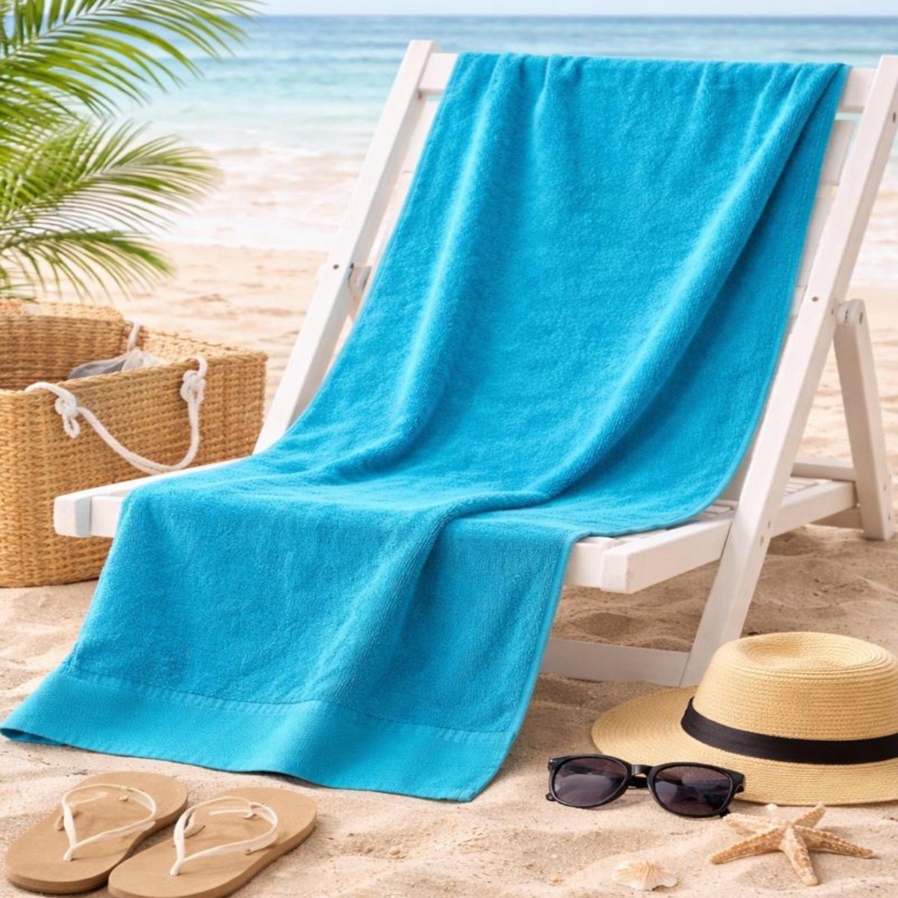 Beach Towel, 100% Cotton ,size 86 x160 cm ,Elegant Stripes with Tassels