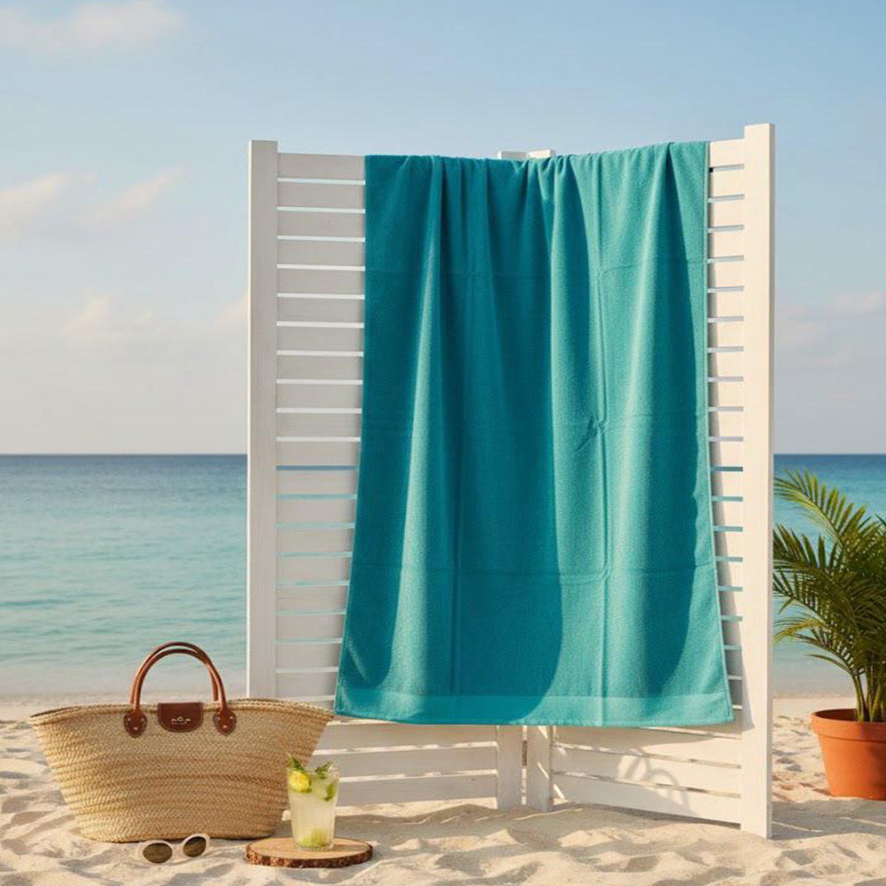 Beach Towel, 100% Cotton ,size 86 x160 cm ,Elegant Stripes with Tassels