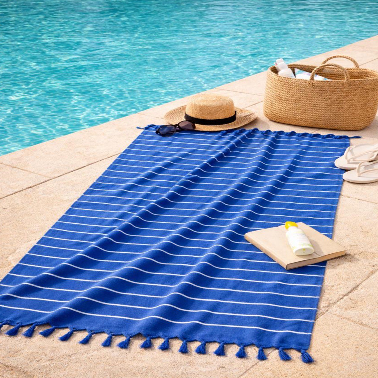 Beach Towel, 100% Cotton ,size 86*170 cm ,Elegant Stripes with Tassels