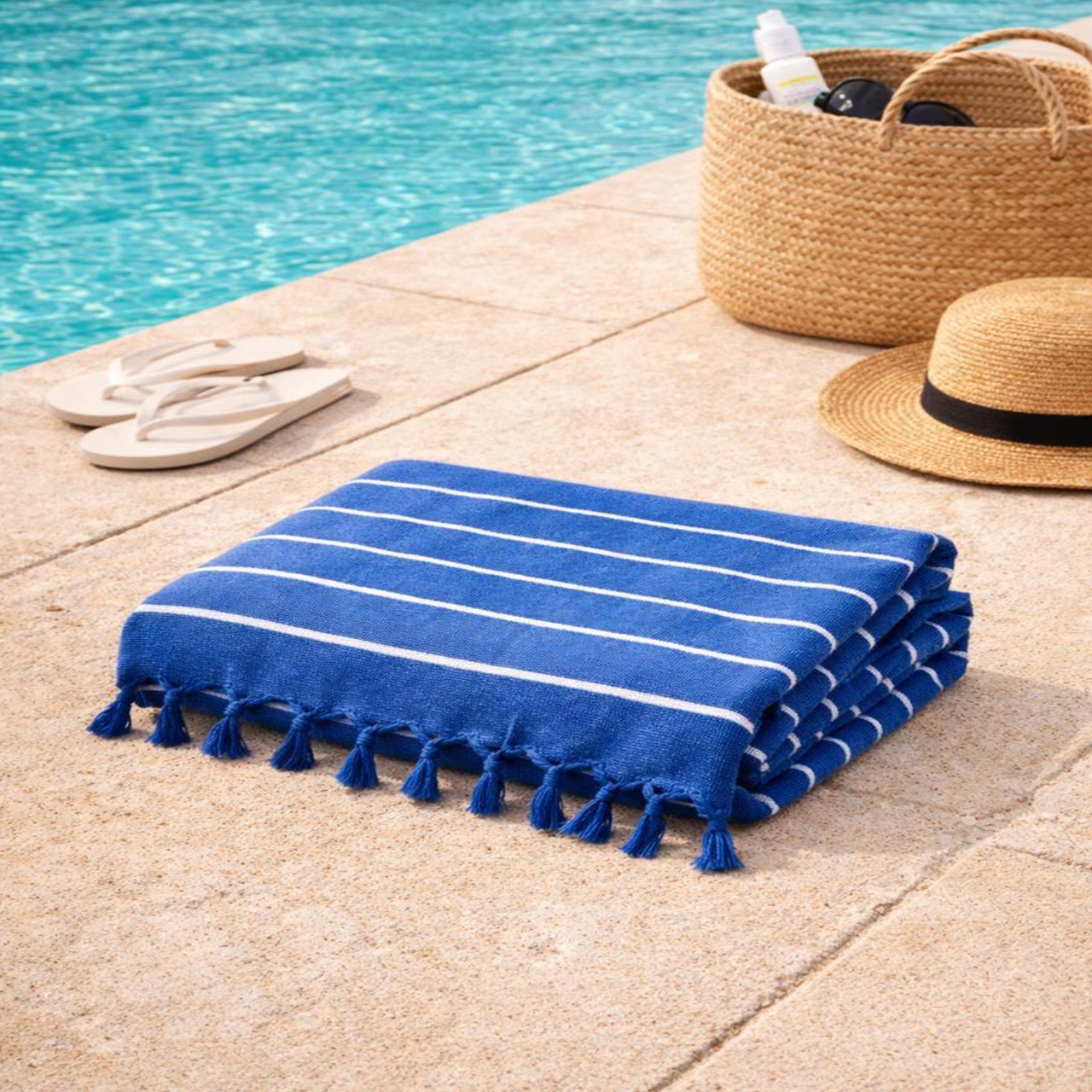 Beach Towel, 100% Cotton ,size 86*170 cm ,Elegant Stripes with Tassels