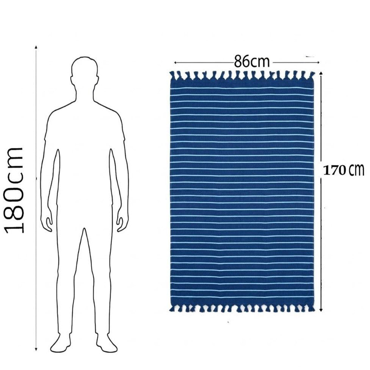 Beach Towel, 100% Cotton ,size 86*170 cm ,Elegant Stripes with Tassels