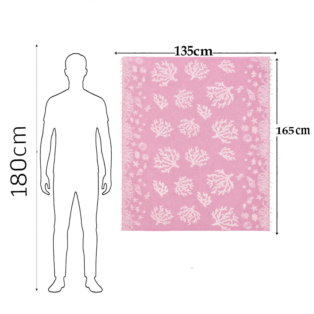 Beach Towel, 100% Cotton ,size 135 x 165  cm , Elegant Coral Reef Coastal