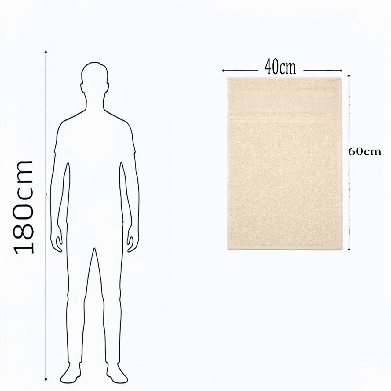 Hand Towel ,40 x 60 cm,100% Cotton,Warm Beige