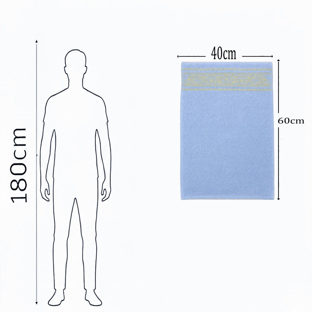 Hand Towel ,40 x 60 cm,100% Cotton, powder blue