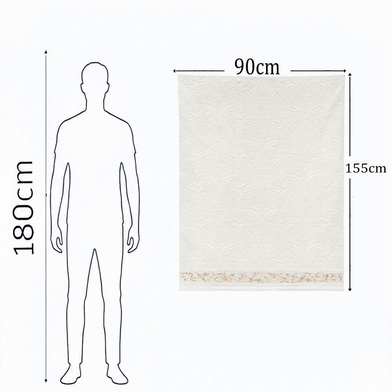 Bath Towel ,90 x 155 , cotton 100%, Elegant Velour Design