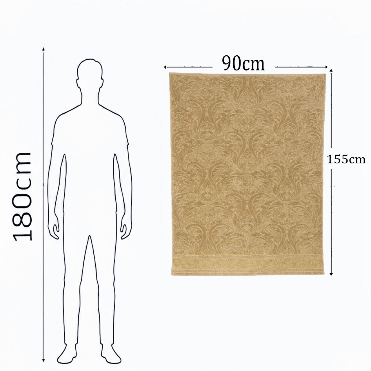 Bath Towel ,90 x 155 , cotton 100%, Elegant Velour Design