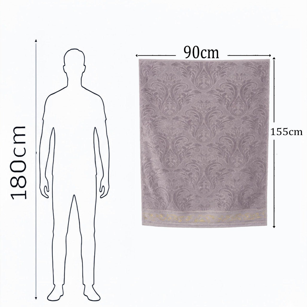 Bath Towel ,90 x 155 , cotton 100%, Elegant Velour Design