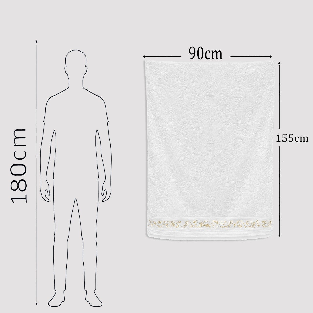 Bath Towel ,90 x 155 , cotton 100%, Elegant Velour Design
