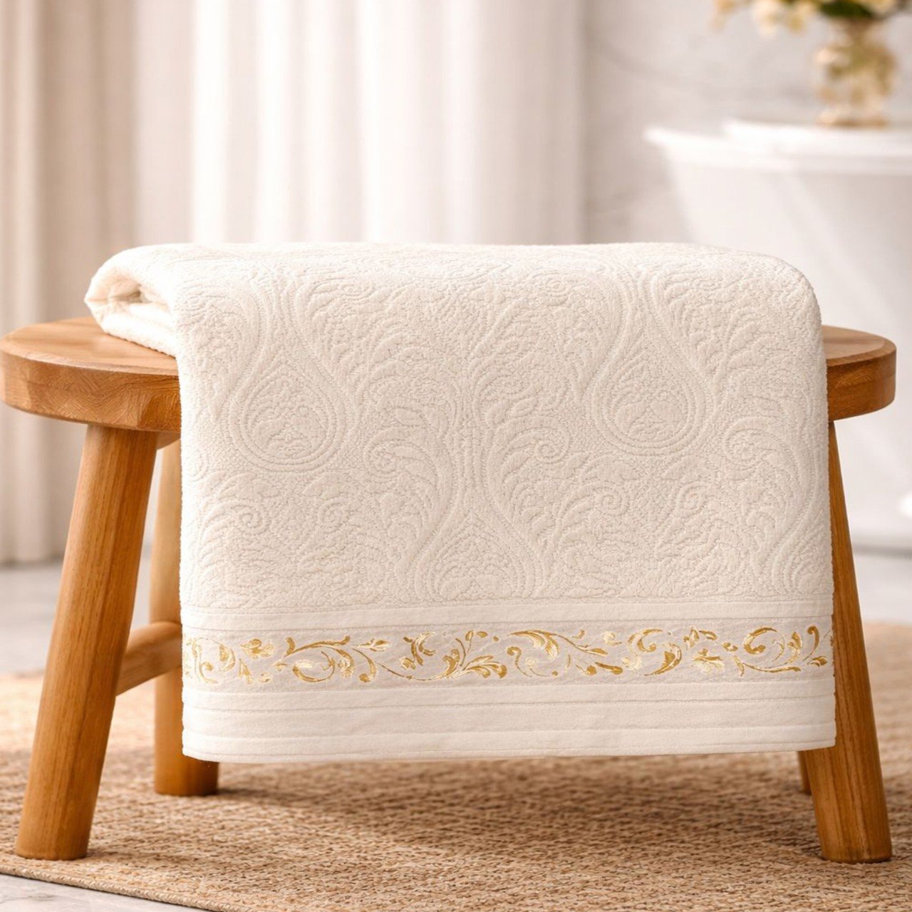Bath Towel ,90 x 155 , cotton 100%, Elegant Velour Design