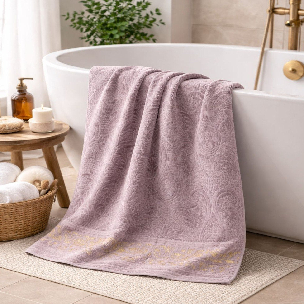 Bath Towel ,90 x 155 , cotton 100%, Elegant Velour Design
