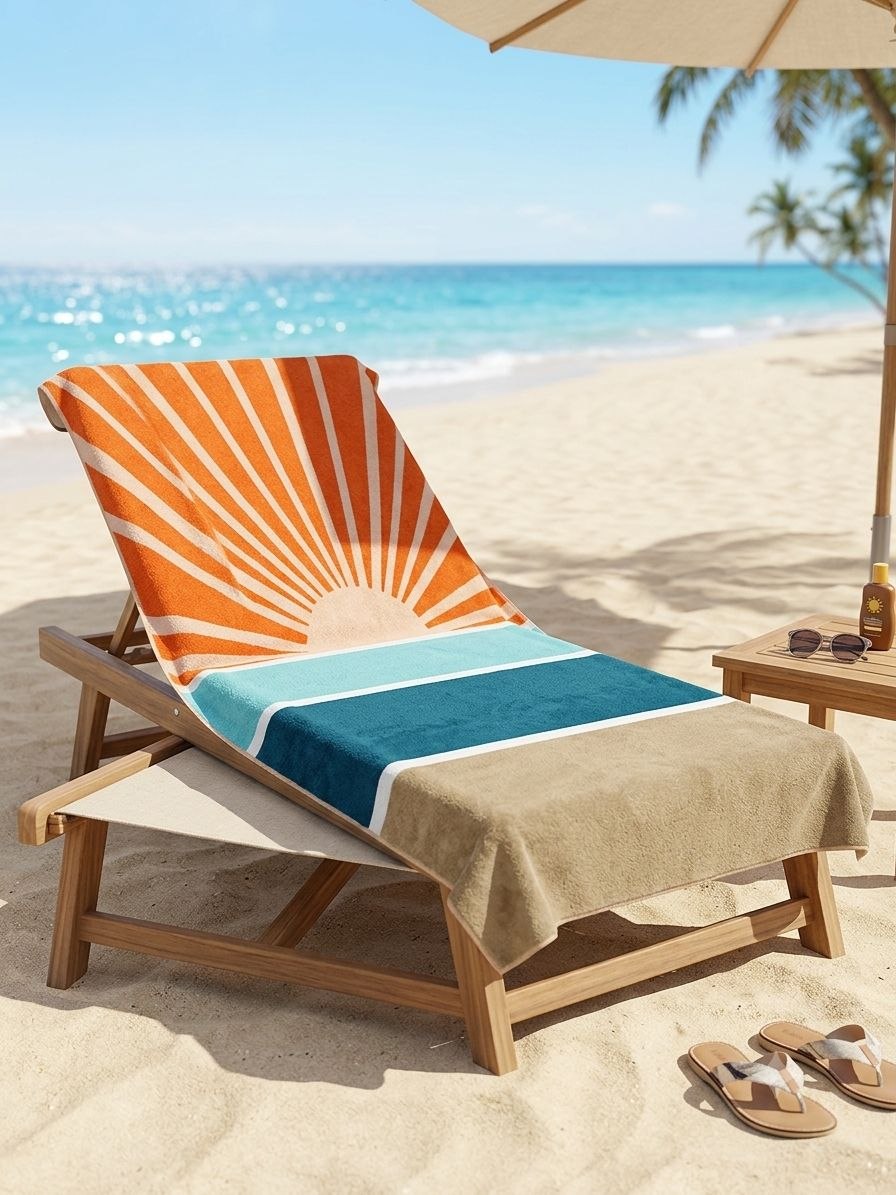 Beach towel , 90 x 160 , 100% cotton ,Highly absorbent ,Sunburst Beach Towel
