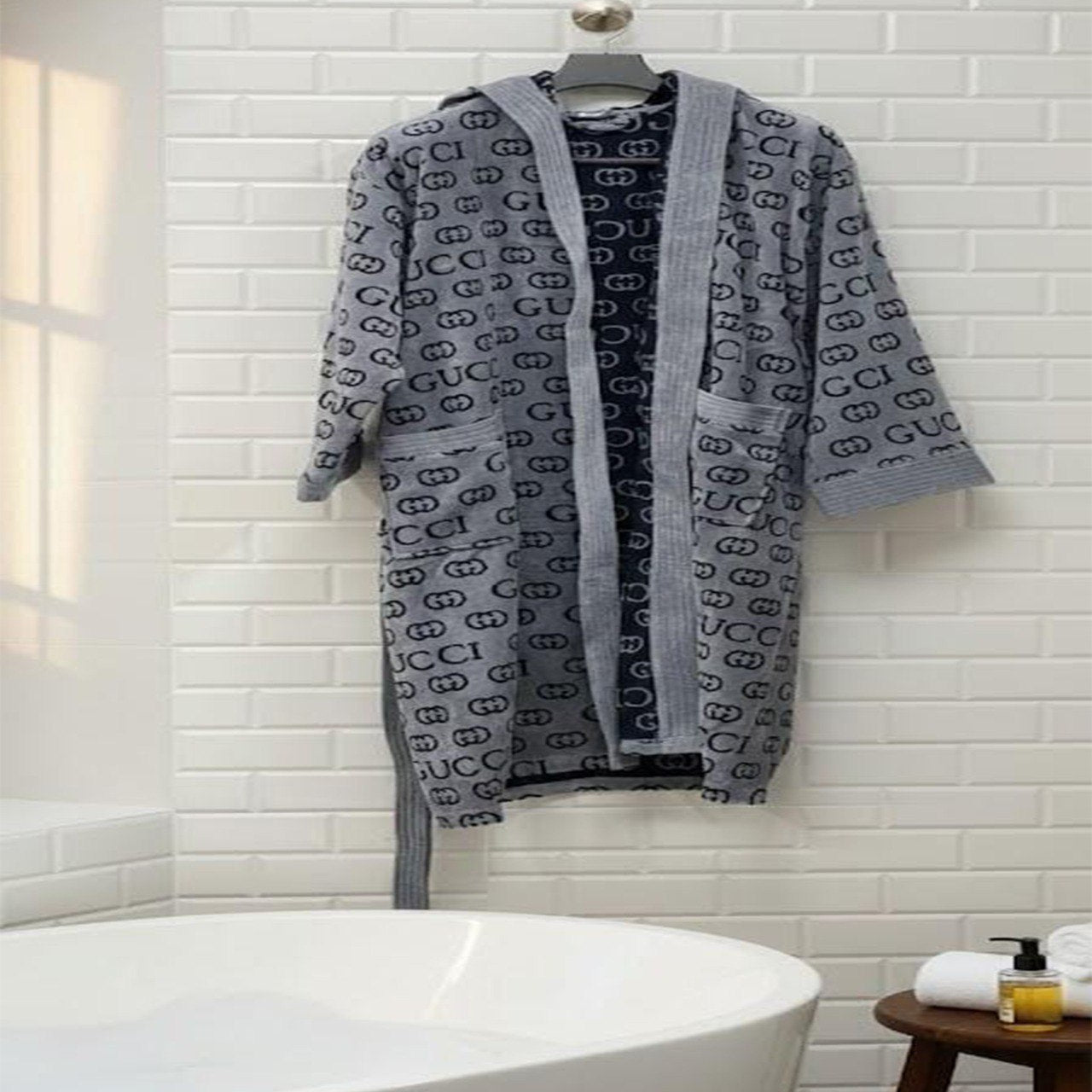 Hooded Bathrobe – Gucci Style Design,XLtoXXL