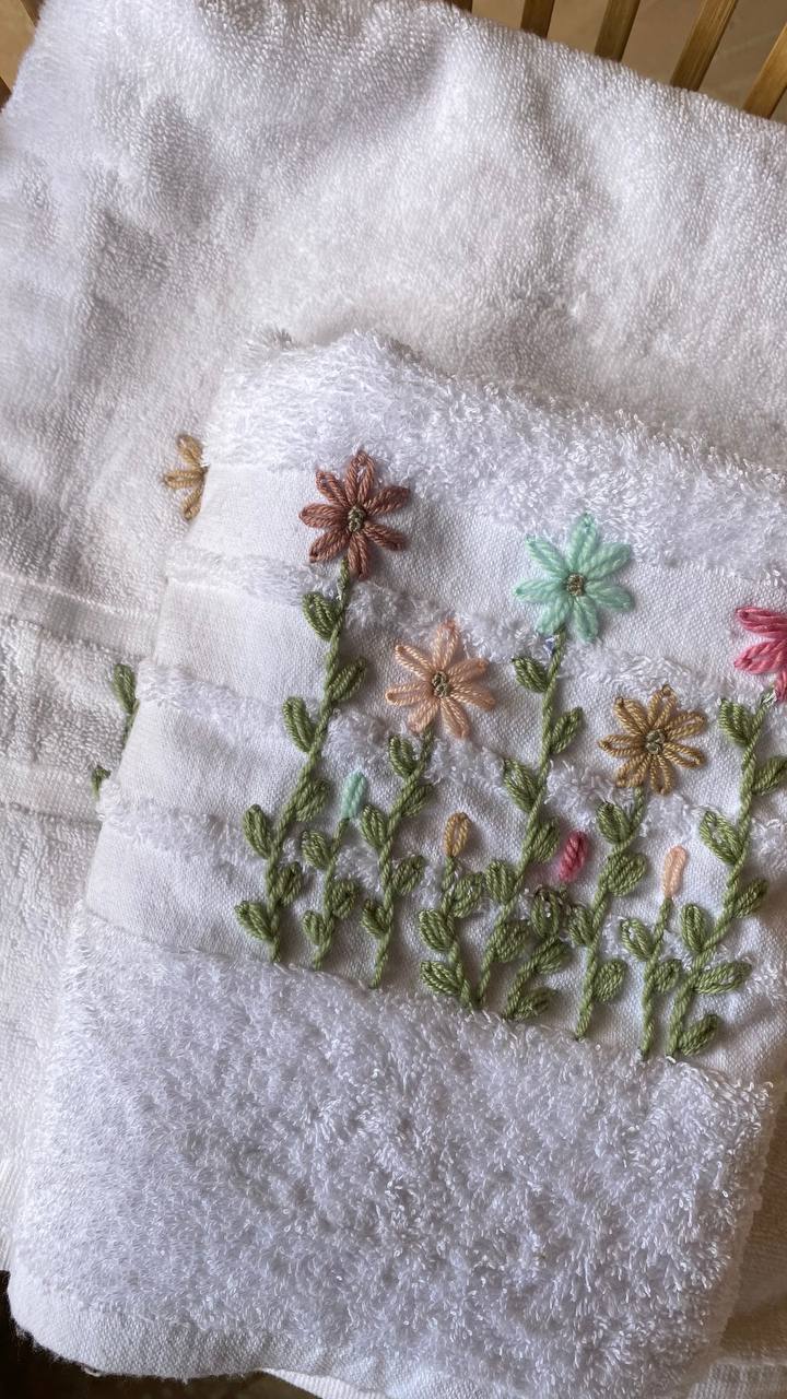 Handmade towel,100% cotton , Little garden design