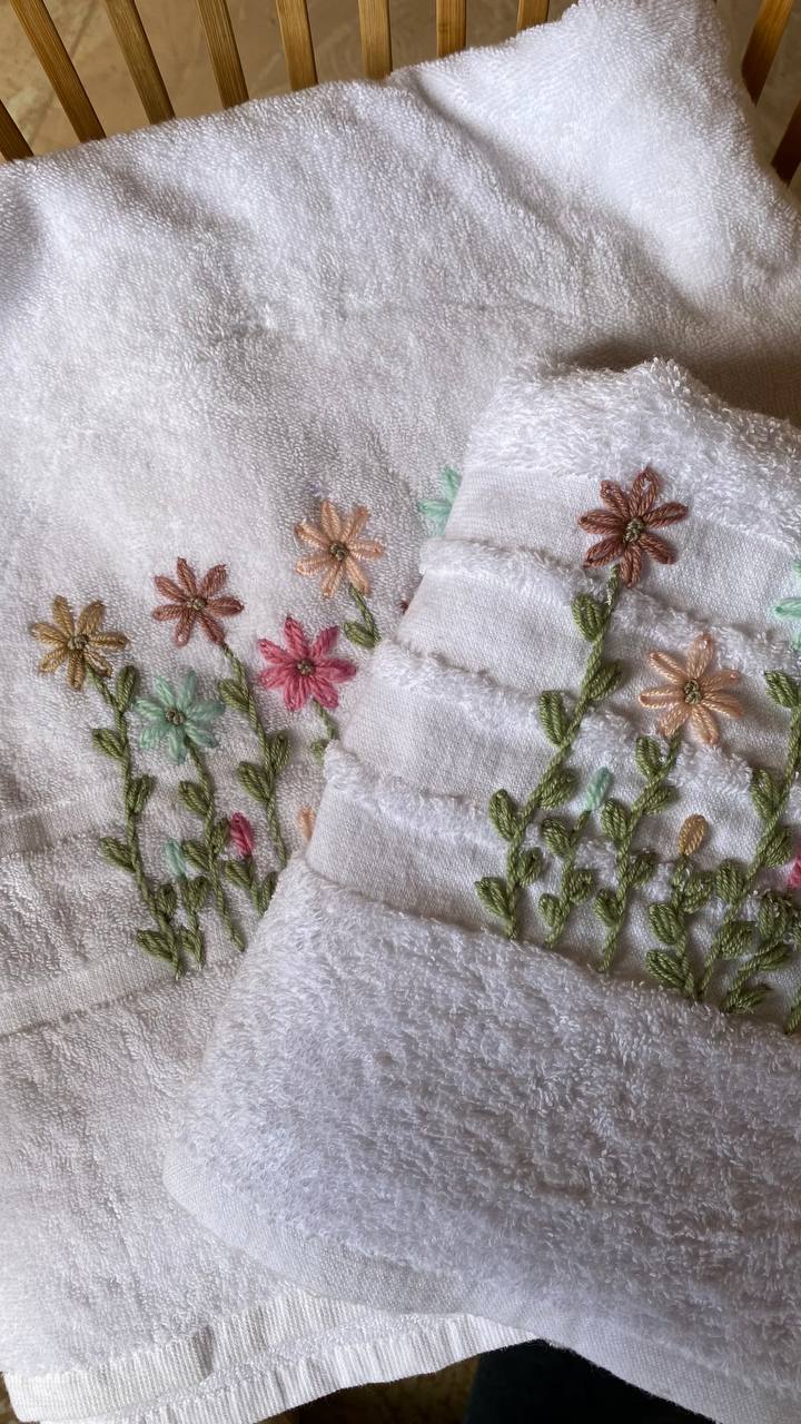 Handmade towel,100% cotton , Little garden design
