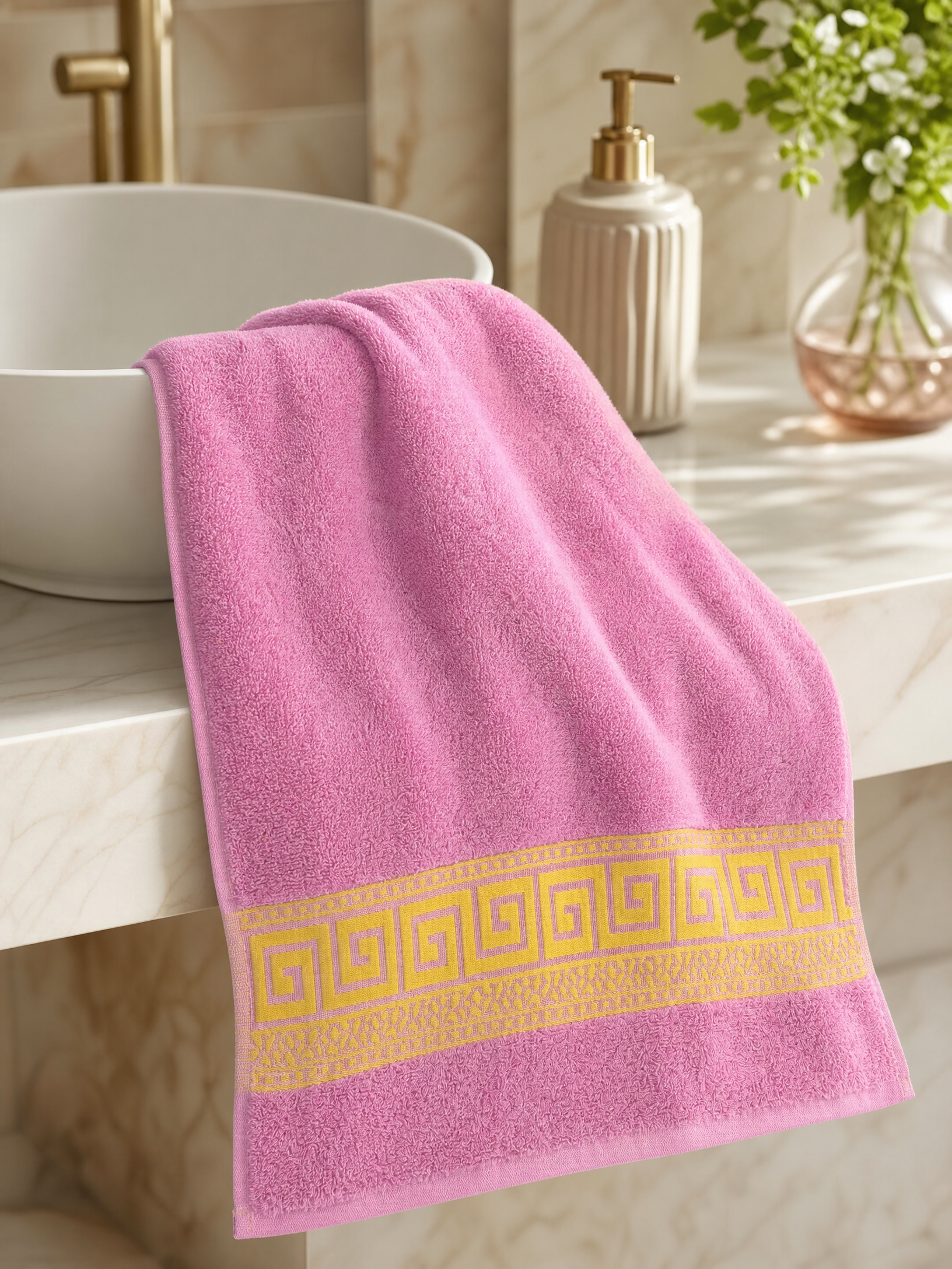 Facetowel , 50*100 , 100% cotton, Highly absorbent ,Versace Pattern