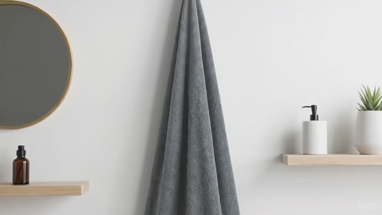bath towel, 90*155 ,velour, 100% cotton, grey.