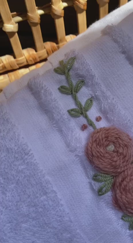 Handmade towel  ,100% cotton , lilies flowers design