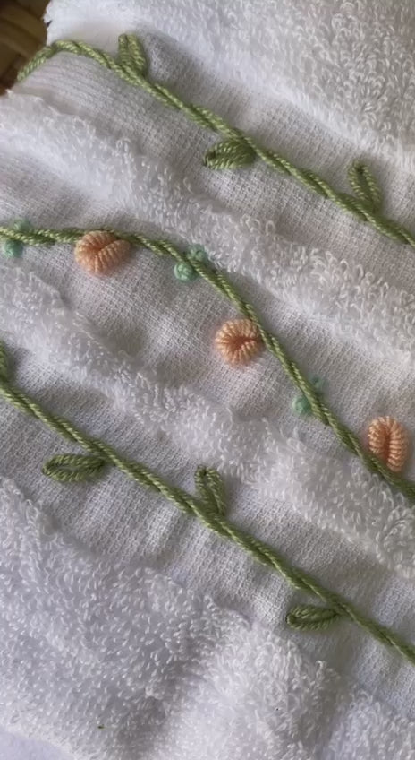 Handmade  towel ,100% cotton ,Mini leaves  design