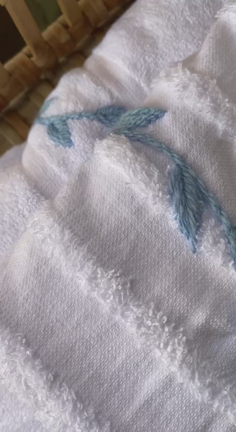 Handmade towel ,100% cotton ,Blue floral design