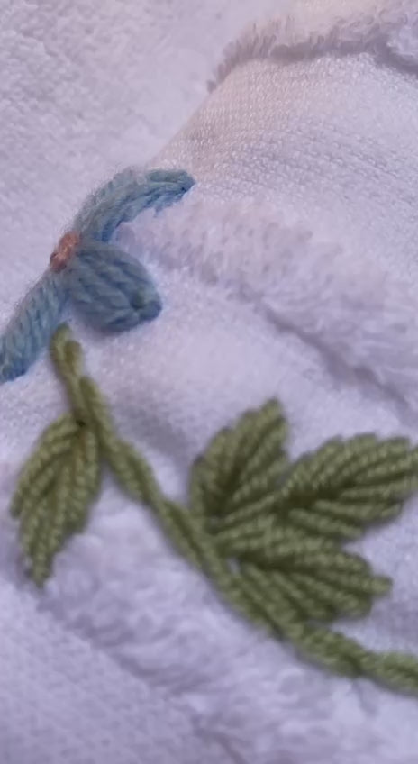 Handmade towel,100% cotton ,blue flower design