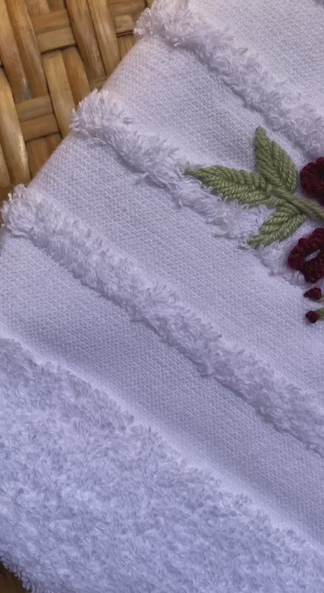 Face towel 50 x100 cm ,100% cotton ,red flowers design