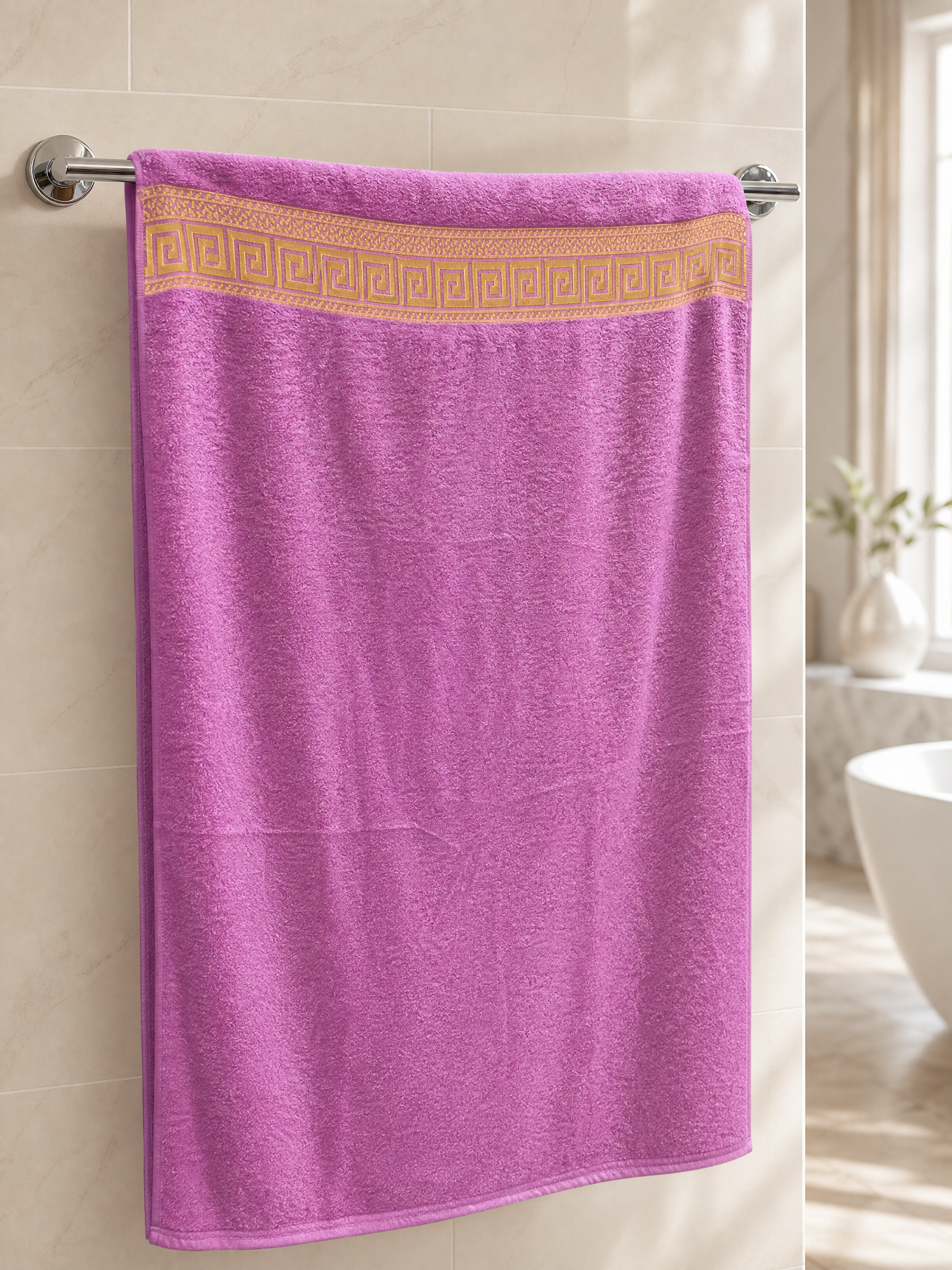 Bathtowel ,90 x 155  100% cotton ,Highly absorbent ,Versace Pattern