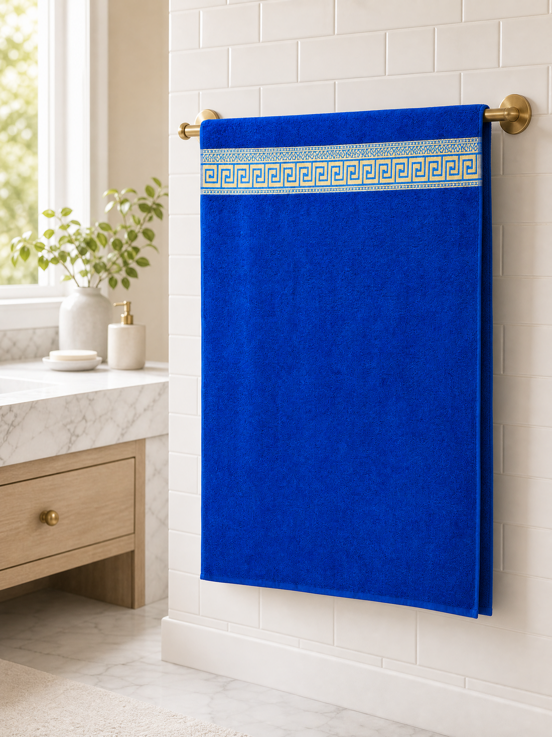 Bathtowel ,90 x 155  100% cotton ,Highly absorbent ,Versace Pattern