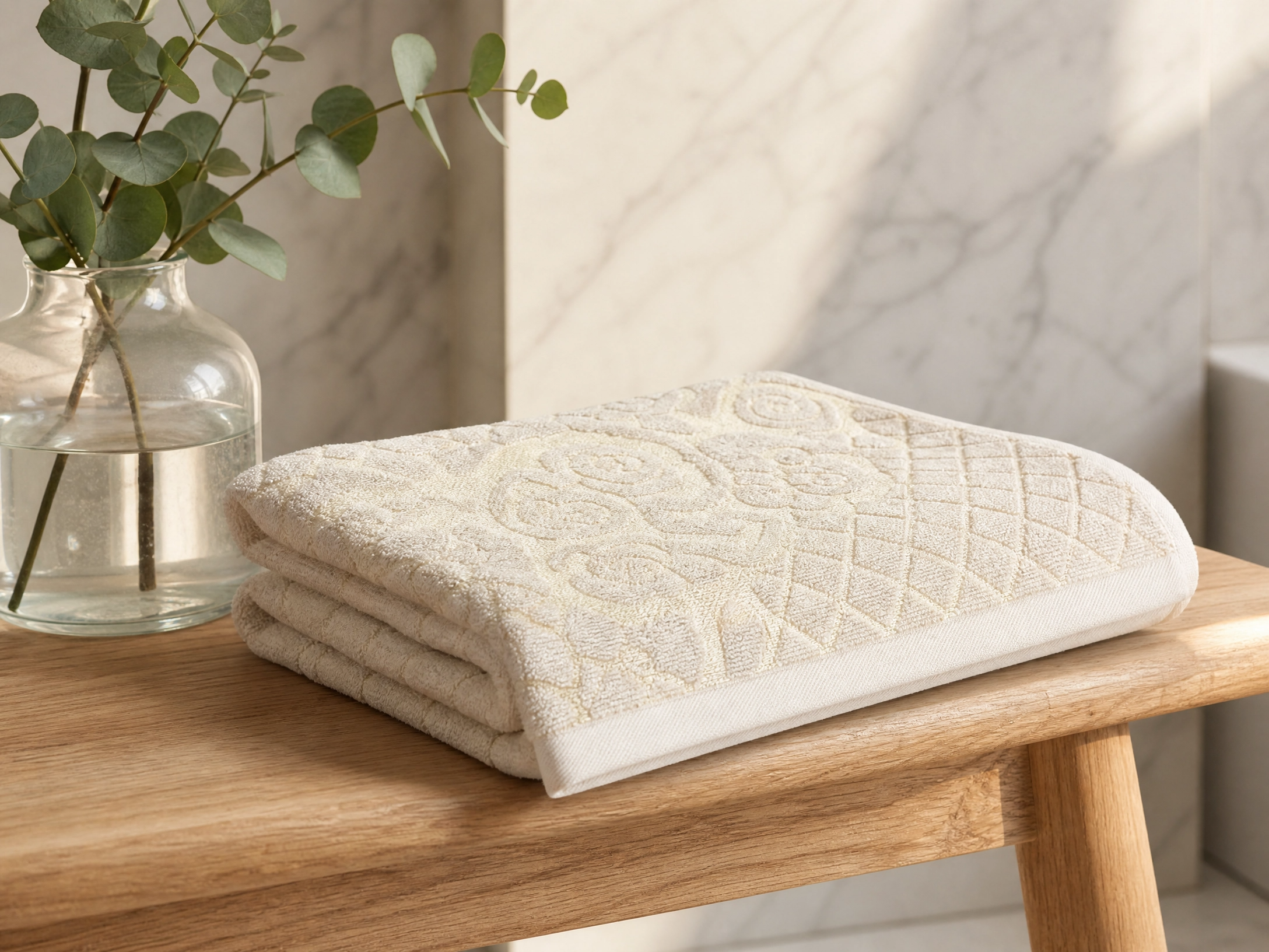 Face towel, 50 x 90 cm, 100% cotton, Blossom Jacquard design